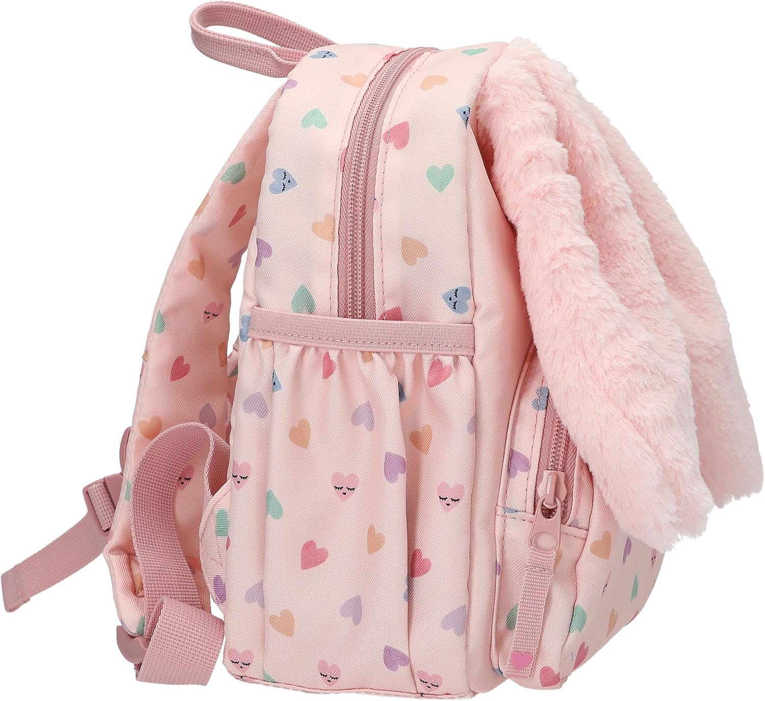 Depesche 13726 Princess Mimi Party Backpack in Pink with Rabbit Face, Plush Ears and Heart Pattern, Bag with Adjustable Straps