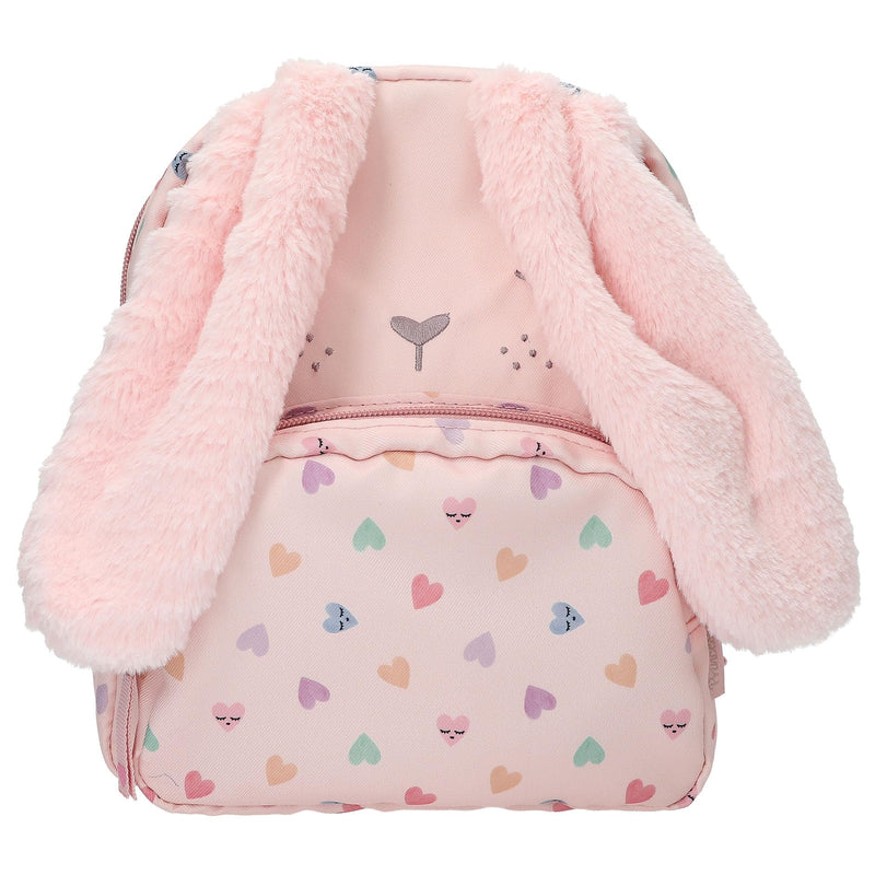 Depesche 13726 Princess Mimi Party Backpack in Pink with Rabbit Face, Plush Ears and Heart Pattern, Bag with Adjustable Straps