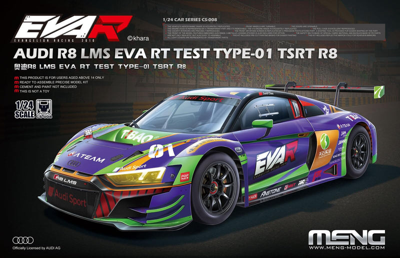 Meng Model - 1/24 Audi R8 Lms Eva Rt Test Type-01 Tsrt R8 Cs-008