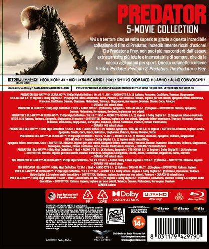 Blu-Ray 4K Uhd Predator - 5 Movie Collection (5 4K Ultra Hd + 5 Blu-Ray Hd