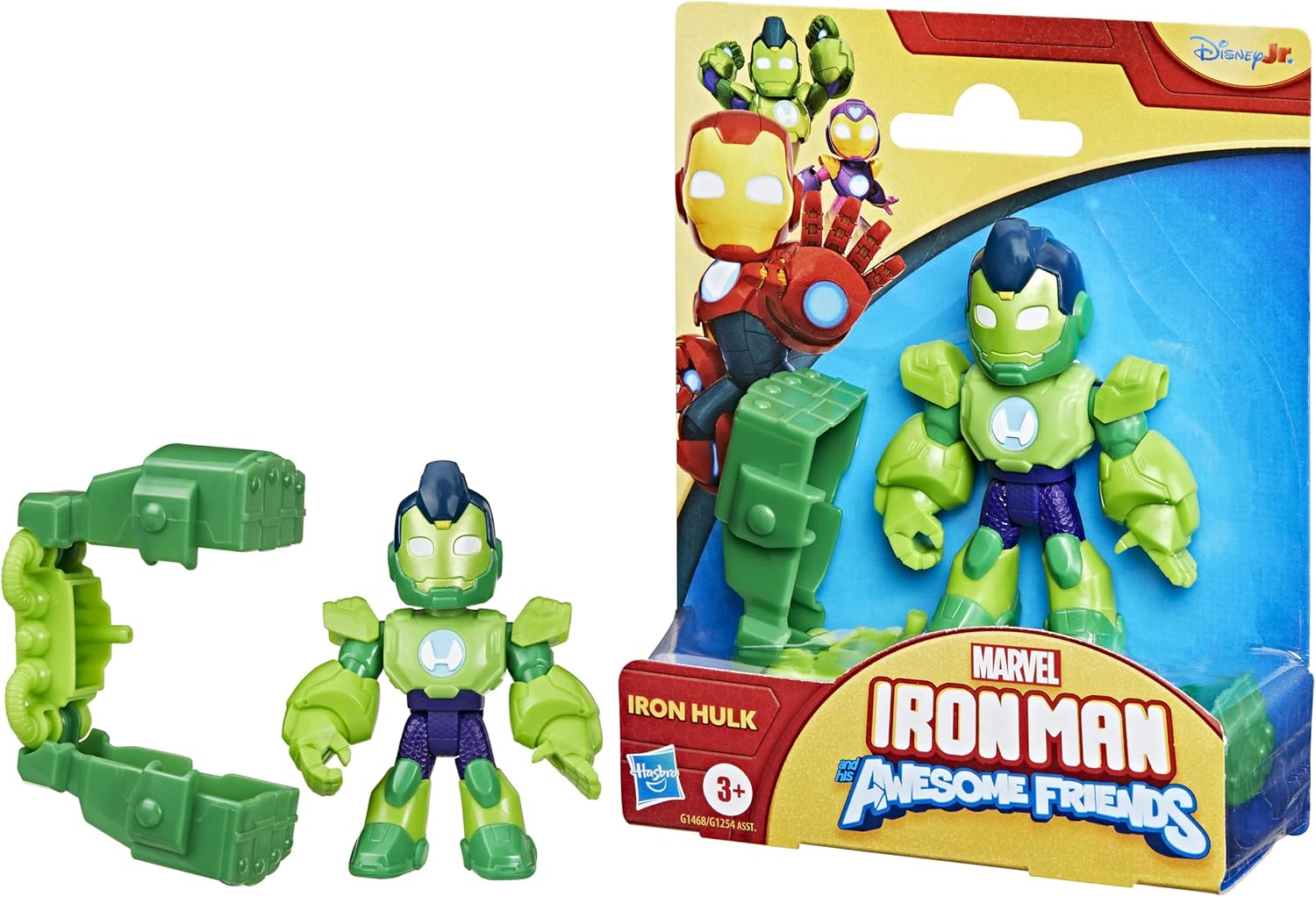 Iron Man and His Awesome Friends Marvel Iron Hulk Action Figure Toy with Accessory, Green