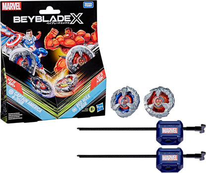 Beyblade X and Marvel Collab, Captain America 4-70GB vs Red Hulk 1-80R