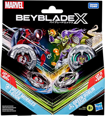 Beyblade X and Marvel Collab Miles Morales 1-60GN vs Green Goblin 9-80HT