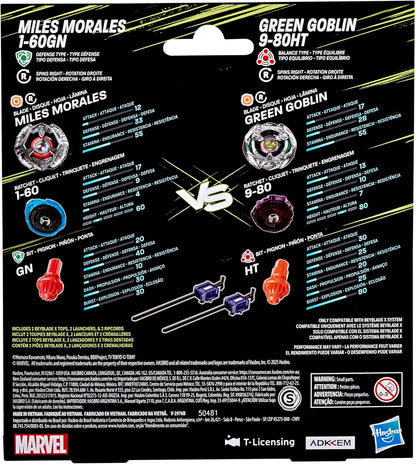 Beyblade X and Marvel Collab Miles Morales 1-60GN vs Green Goblin 9-80HT