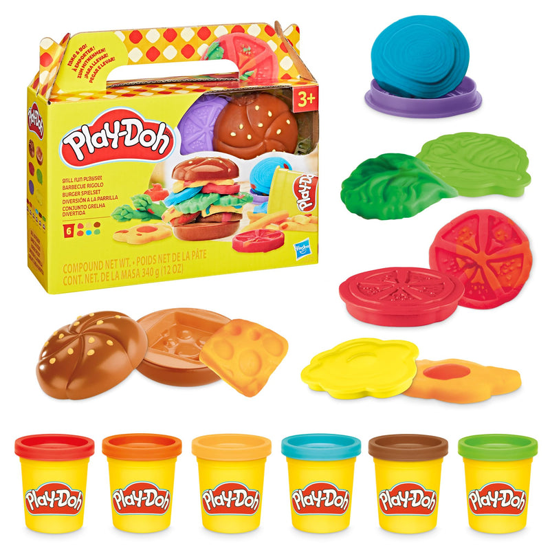 Play-Doh Grill Fun Playset, Modelling Compound BBQ Toy with Grill & Tools, Mix, Mould & Sizzle Pretend Burgers and More, Arts & Crafts Fun for Kids 3+, Non-Toxic, For Children