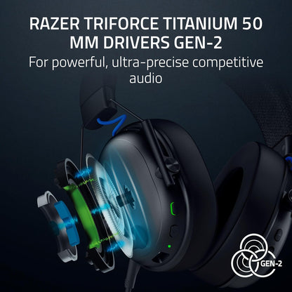 Razer BlackShark V3 for PlayStation - Wireless E-sports Headset - TriForce 50 mm Driver - Detachable Wideband Mic - HyperSpeed 2,4 GHz & Bluetooth - THX Spatial Audio - PS5/PC | Black
