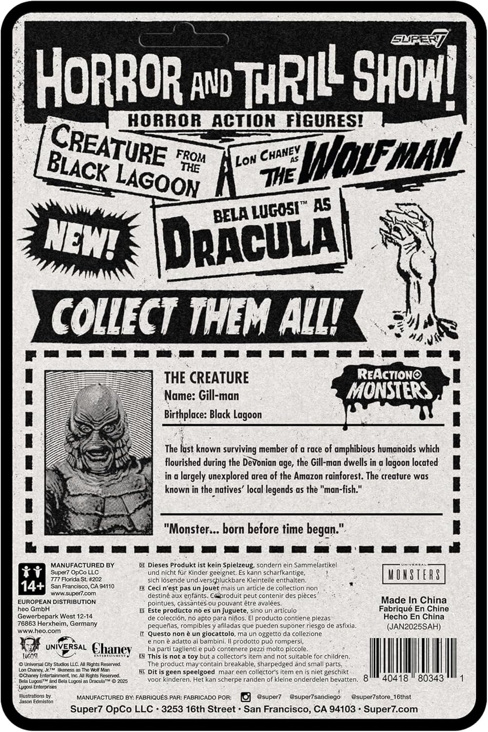 Super7 Universal Monsters Reaction+ Wave 01 - Creature from The Black Lagoon Action Figure