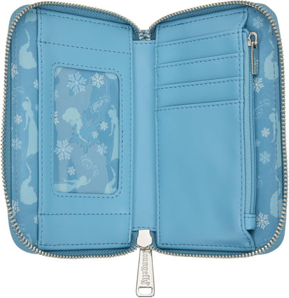 Loungefly Frozen Princess Elsa Glitter Sequin Cosplay Zip Around Wallet
