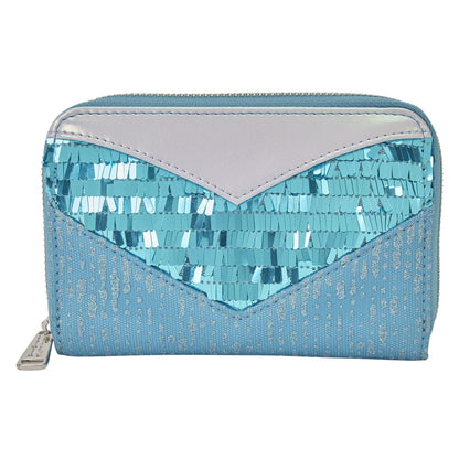 Loungefly Frozen Princess Elsa Glitter Sequin Cosplay Zip Around Wallet