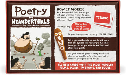 Exploding Kittens Poetry For Neanderthals: Pop Culture Edition 2+ Players - Ages 7+ - 15 Minutes to Play - Competitive Word Guessing Game - Ideal for Party Family Game Night, Kid and Adult