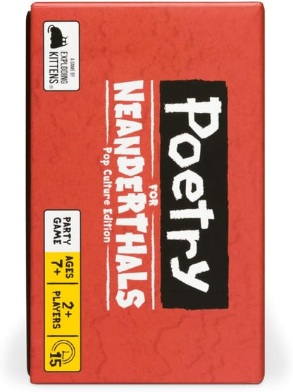 Exploding Kittens Poetry For Neanderthals: Pop Culture Edition 2+ Players - Ages 7+ - 15 Minutes to Play - Competitive Word Guessing Game - Ideal for Party Family Game Night, Kid and Adult