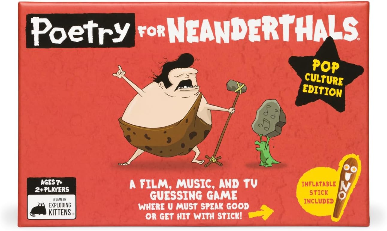 Exploding Kittens Poetry For Neanderthals: Pop Culture Edition 2+ Players - Ages 7+ - 15 Minutes to Play - Competitive Word Guessing Game - Ideal for Party Family Game Night, Kid and Adult