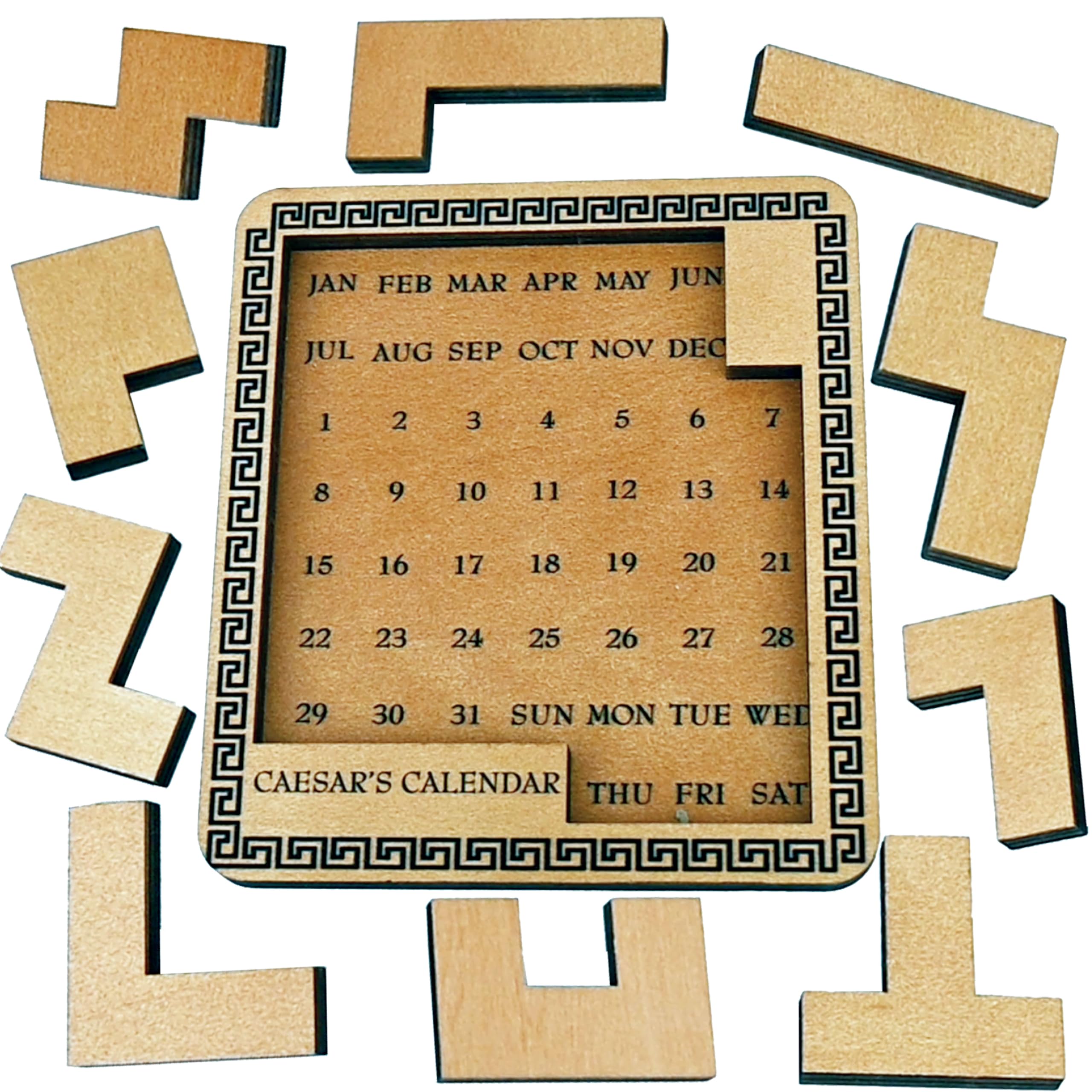 True Genius: Caesar's Calendar - One-A-Day Puzzle Calendar, Wooden Brain Teaser Puzzle