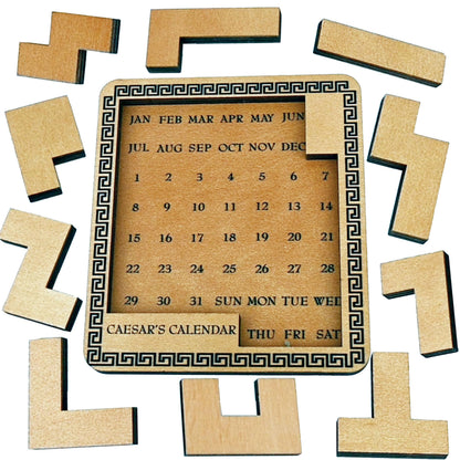 True Genius: Caesar's Calendar - One-A-Day Puzzle Calendar, Wooden Brain Teaser Puzzle