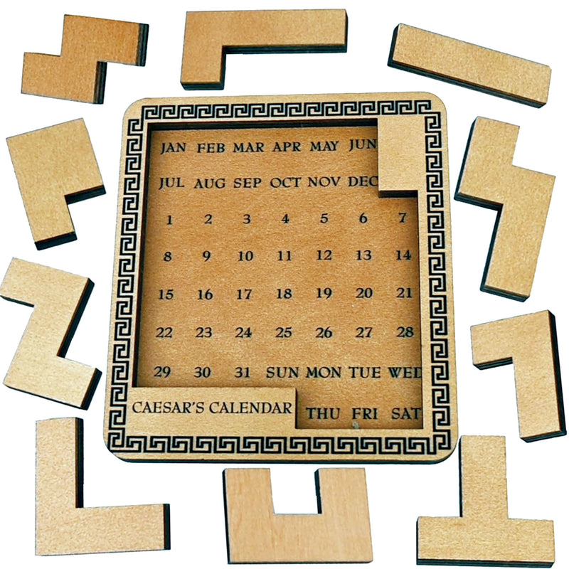 True Genius: Caesar's Calendar - One-A-Day Puzzle Calendar, Wooden Brain Teaser Puzzle