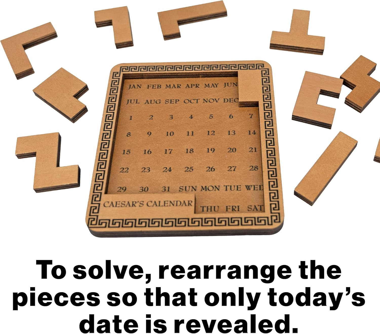 True Genius: Caesar's Calendar - One-A-Day Puzzle Calendar, Wooden Brain Teaser Puzzle