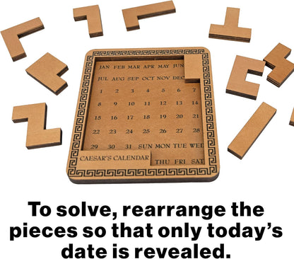 True Genius: Caesar's Calendar - One-A-Day Puzzle Calendar, Wooden Brain Teaser Puzzle