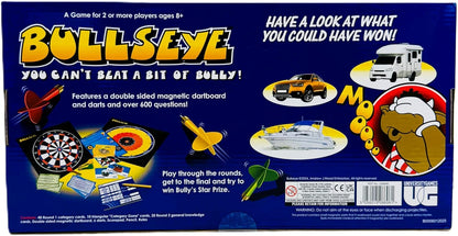 Bullseye Board Game, Classic TV Show Quiz with Magnetic Darts, Ages 14+, 2-8 Players, Blue