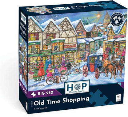 The House of Puzzles - Old Time Shopping Jigsaw - Big 250 Piece Jigsaws For Adults & Kids, Extra Large Pieces, Artist Illustrated, Scenic Landscape, Deluxe Puzzle Gifts