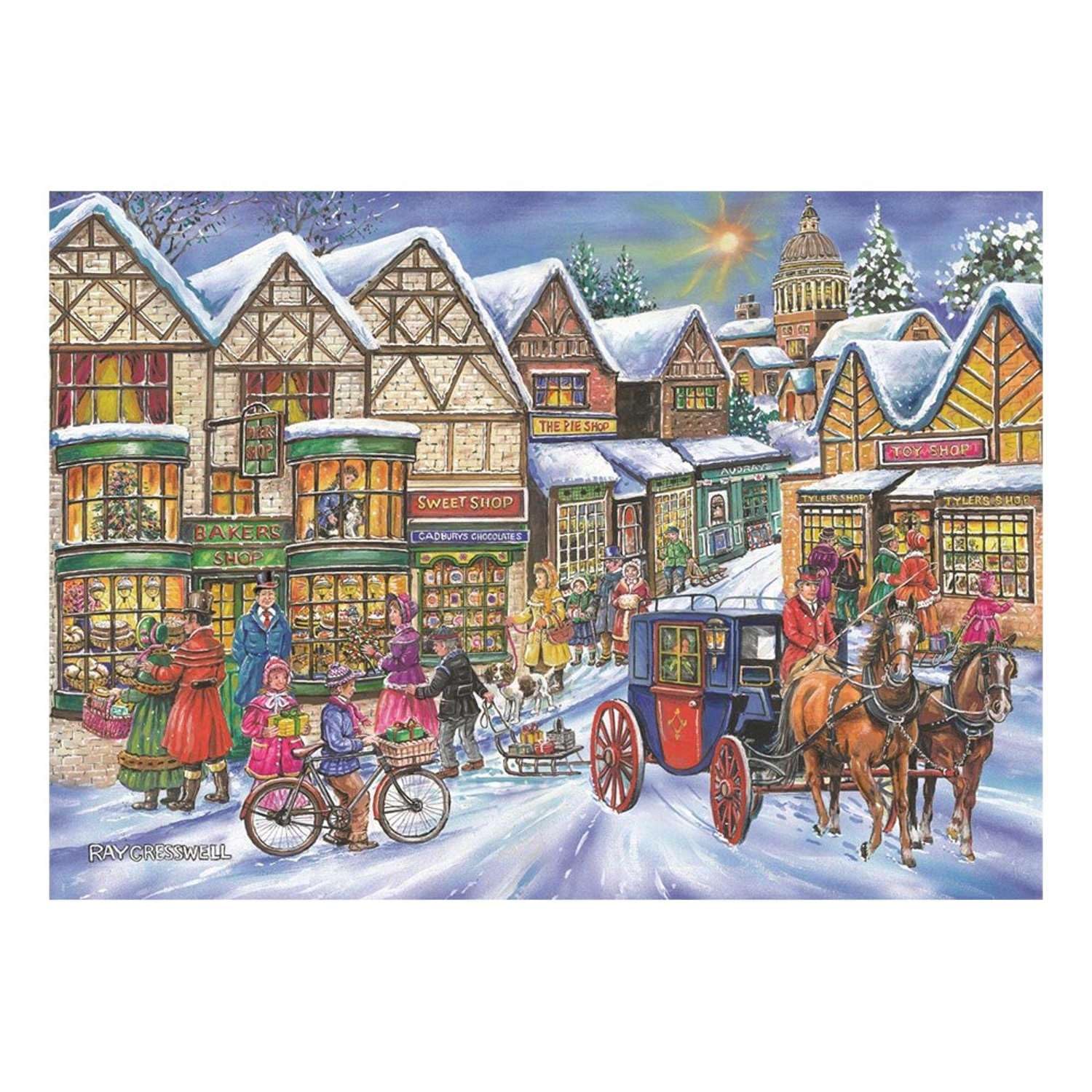 The House of Puzzles - Old Time Shopping Jigsaw - Big 250 Piece Jigsaws For Adults & Kids, Extra Large Pieces, Artist Illustrated, Scenic Landscape, Deluxe Puzzle Gifts