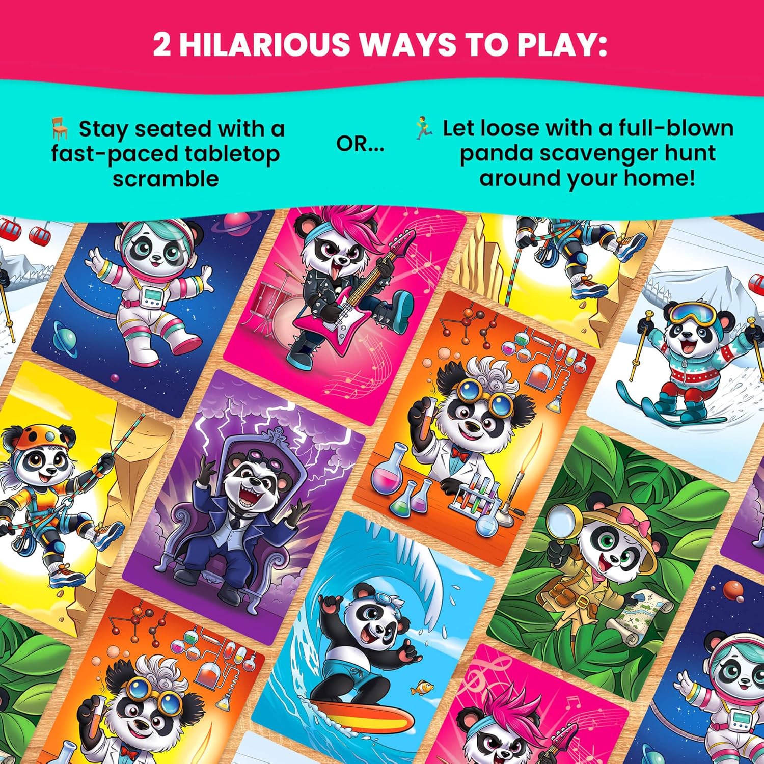 PANDAMONIUM - Chaos Has Never Been This Cute! | The Hilarious Action-Packed Family Party Game for Kids, Teens and Adults | A Scavenger Hunt Card & Board Game for Ages 5+, 3-8 Players