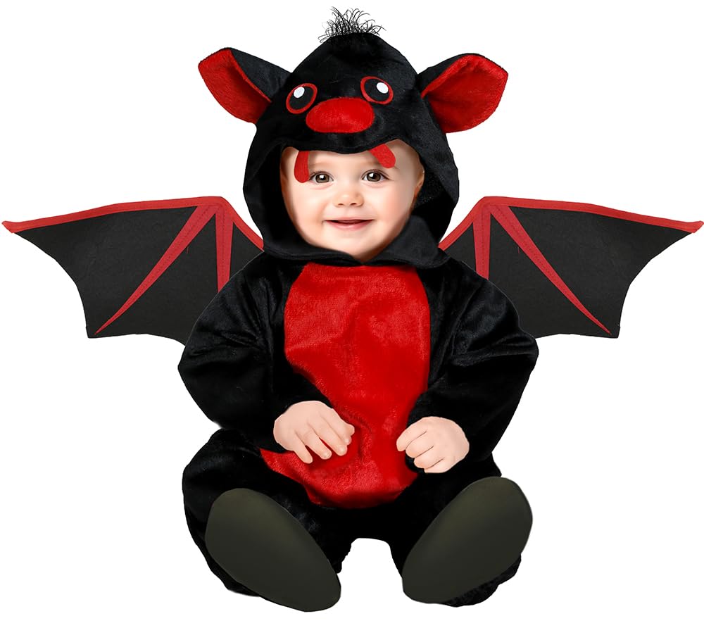 FIESTAS GUIRCA Niedliche Vampir Fledermaus Baby Kostüm Halloween – Roter Fledermaus Einteiler mit Flügeln – Halloween Baby Kostüm Jungen