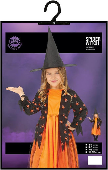 FIESTAS GUIRCA BRUJA Arina Halloween-kostuum voor kinderen, leeftijd 7-9 jaar