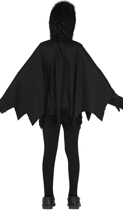 FIESTAS GUIRCA Spinnenkostuum Glow in the Dark - zwarte poncho met capuchon voor kinderen van 5-6 jaar