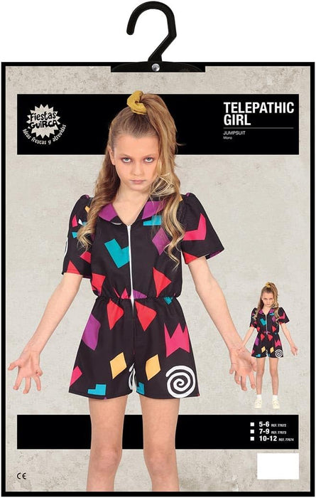 FIESTAS GUIRCA Telepathisch meisjeskostuum - overall in de stijl van de jaren 80 voor meisjes van 10 tot 12 jaar