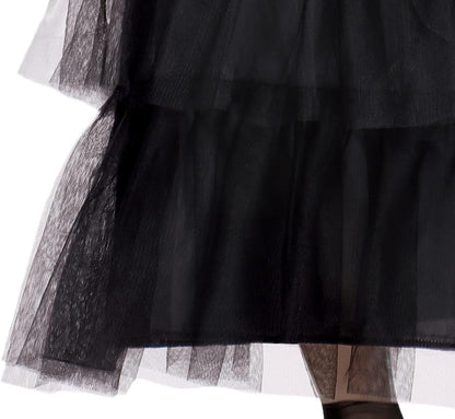 FIESTAS GUIRCA Kostuum voor meisjes, gothic-familie, koningin van de nacht, elegante zwarte jurk, Halloween-kostuum, 14-16 jaar