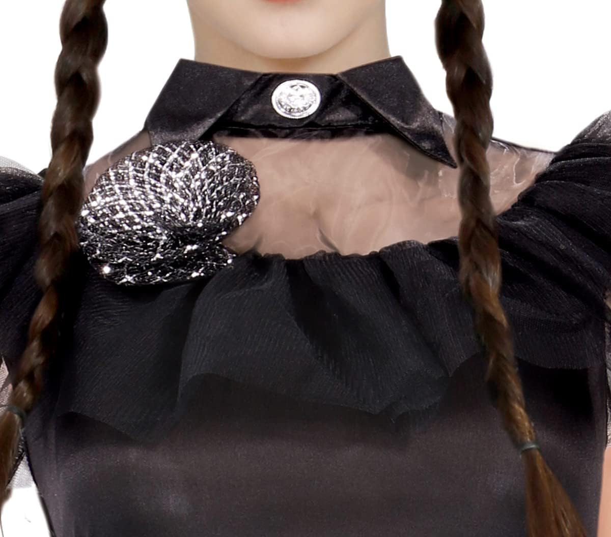 FIESTAS GUIRCA Kostuum voor meisjes, gothic-familie, koningin van de nacht, elegante zwarte jurk, Halloween-kostuum, 14-16 jaar