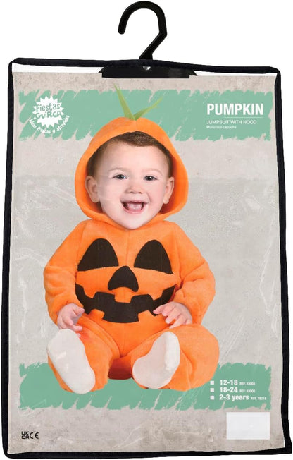 FIESTAS GUIRCA | Kürbis Kostüm für Babys und Kleinkinder - Halloween Overall für Jungen und Mädchen - Kürbis Kostüme für Kostümpartys - Ideal für Kinder - Orange und Schwarz