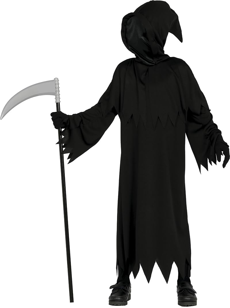 FIESTAS GUIRCA Gnadenloser Sensenmann Halloween Kostüm Kinder – Schwarzer Tod – Kostüm Kinder Halloween Mädchen oder Jungen