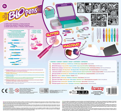 Lansay | BLOPENS FANTASTISCHE CREATIEVE KIST | Tekenpakket voor kinderen met blaasstiften, sjablonen, airbrush-effect en glitters | Creatieve activiteit vanaf 5 jaar | Inclusief accessoires