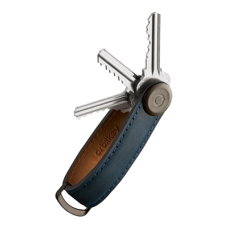 Orbitkey - Crazy Horse Leather Key Organiser - Marine Blue/Blue