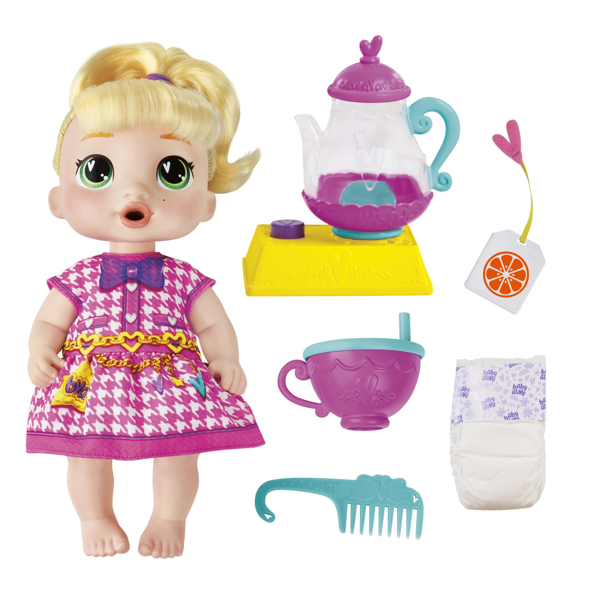 Baby Alive Bubbly Tea Party LaLa GooGoo Doll with Teapot Accessories, Blonde Hair, 28-cm, Toys for 3-year-old Girls and Boys & Up