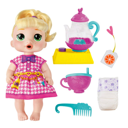 Baby Alive Bubbly Tea Party LaLa GooGoo Doll with Teapot Accessories, Blonde Hair, 28-cm, Toys for 3-year-old Girls and Boys & Up