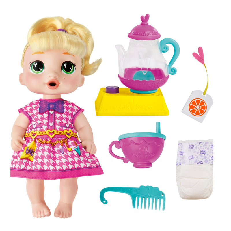 Baby Alive Bubbly Tea Party LaLa GooGoo Doll with Teapot Accessories, Blonde Hair, 28-cm, Toys for 3-year-old Girls and Boys & Up