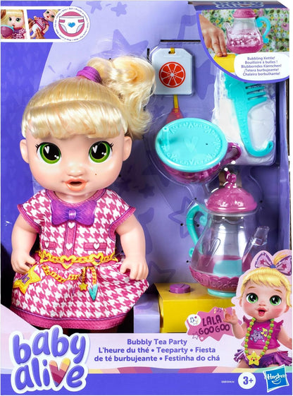 Baby Alive Bubbly Tea Party LaLa GooGoo Doll with Teapot Accessories, Blonde Hair, 28-cm, Toys for 3-year-old Girls and Boys & Up