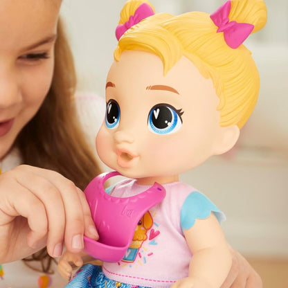 Baby Alive Sweet Snacks Harper Hugs Doll with Food Accessories, Blonde Hair, 28 cm, Toys for 3-year-old Girls and Boys & Up
