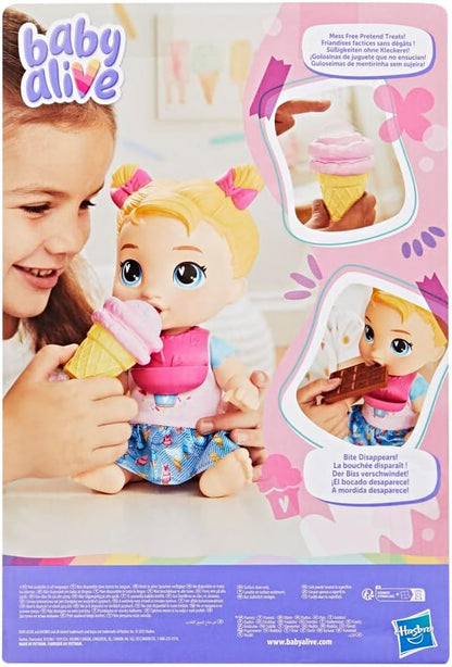 Baby Alive Sweet Snacks Harper Hugs Doll with Food Accessories, Blonde Hair, 28 cm, Toys for 3-year-old Girls and Boys & Up