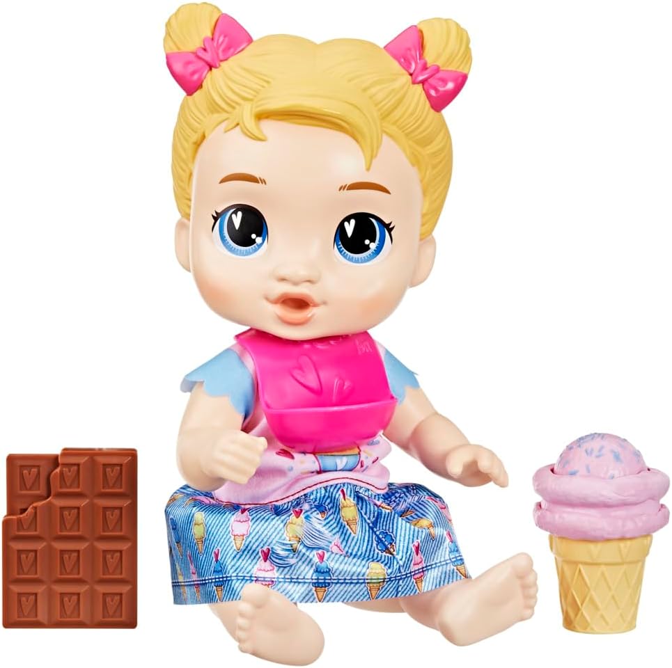 Baby Alive Sweet Snacks Harper Hugs Doll with Food Accessories, Blonde Hair, 28 cm, Toys for 3-year-old Girls and Boys & Up