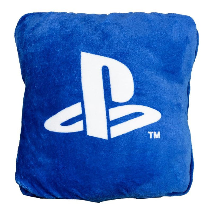 Paladone PlayStation 2-in-1 Cushion Blanket - Officially Licensed Sony Travel Blanket, Foldable Soft Fluffy Throw, Compact Design for Gaming Room or Bedroom Decor, Great for Travelling 120cm x 150cm