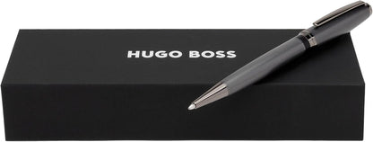Hugo Boss Stream HSW3784D Brass Ballpoint Pen in Gun Colour Length: 14.5 cm Blue