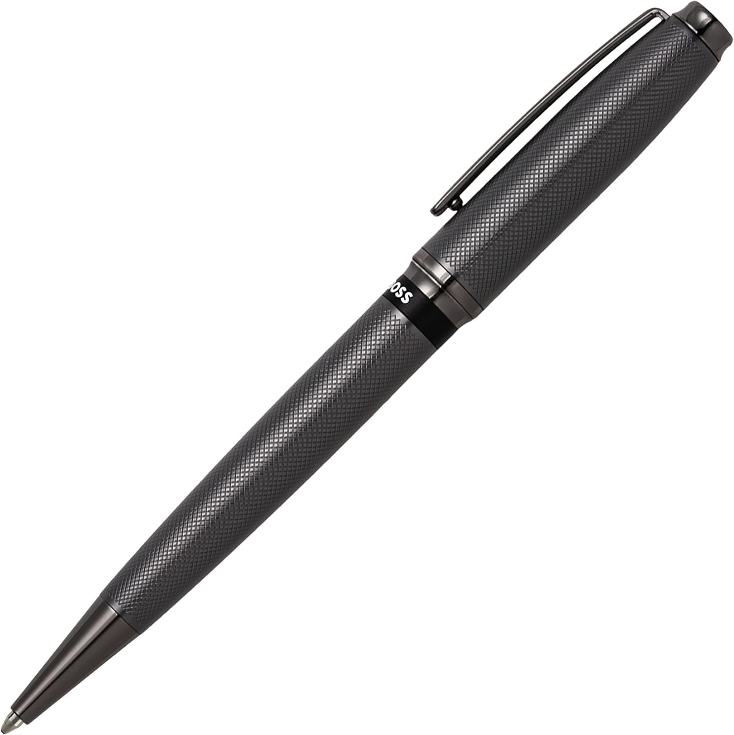 Hugo Boss Stream HSW3784D Brass Ballpoint Pen in Gun Colour Length: 14.5 cm Blue