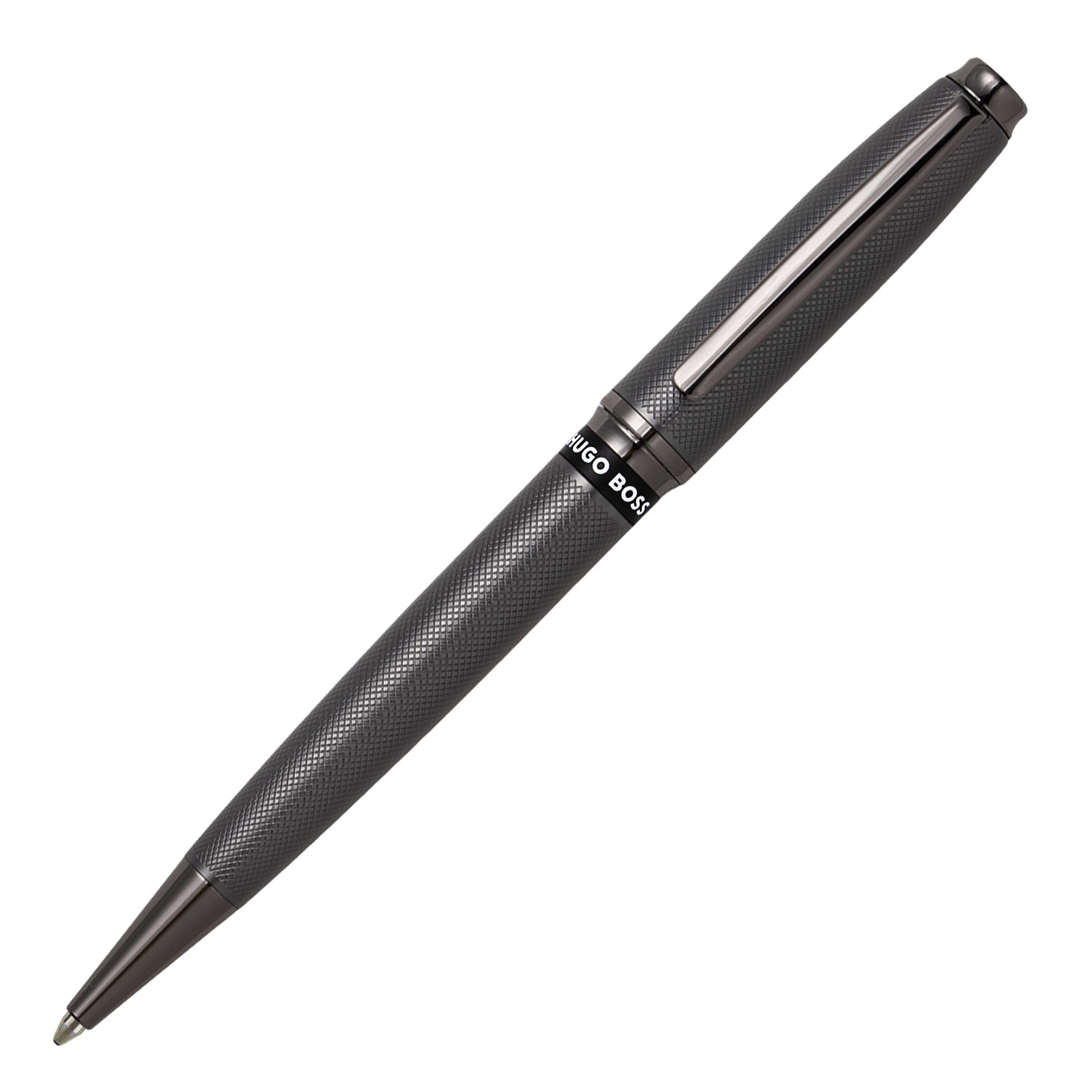 Hugo Boss Stream HSW3784D Brass Ballpoint Pen in Gun Colour Length: 14.5 cm Blue