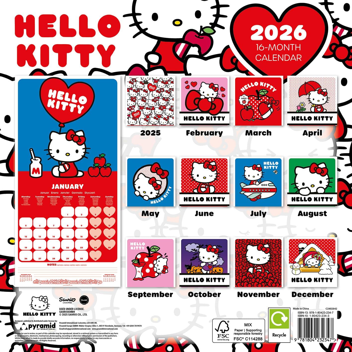 Hello Kitty  2026 Square Calendar