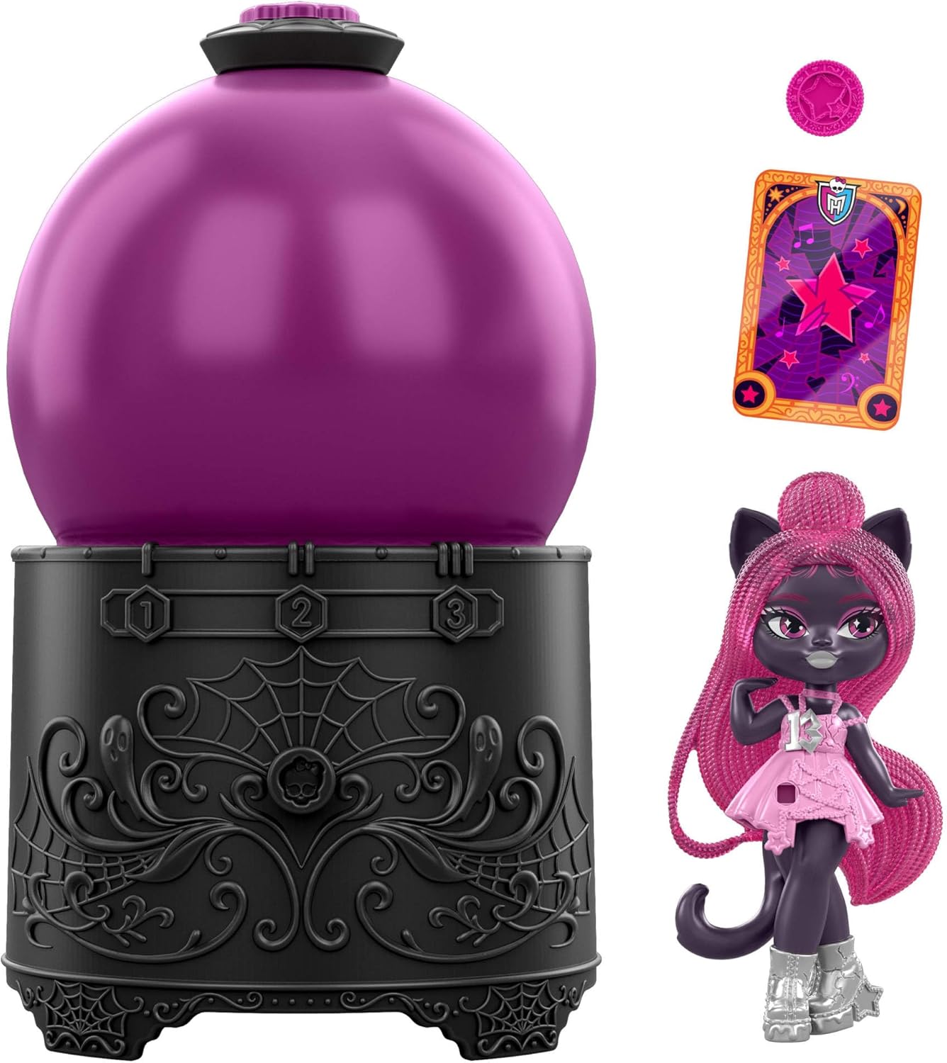Monster High Potions Crystal Ball Mini Dolls, Surprise 3-inch Character Figures with Water Reveal, Charm and Fortune Card (Characters May Vary), JCX99