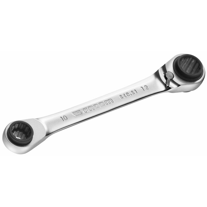 Facom 4-In-1 Double Box-End Ratchet Wrench, 8 X 10 - 12 X 13 Mm 64C.S1