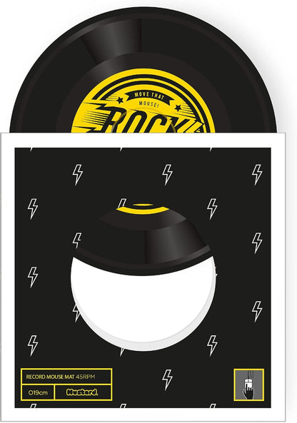 Rock'n'Roll Vinyl Record Ronde Muismat van Mosterd - Comfortabel schuim waterdicht neopreen met antislip rubberen achterkant muismat, uniek bureauaccessoires, cadeau idee voor collega's op kantoor